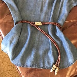 Beautiful Braided Leather and Silver-Tone Belt